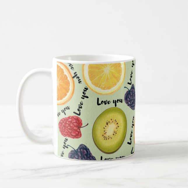 Kärlek Du' Livlig Frukt Mönster Mugg (Vänster)