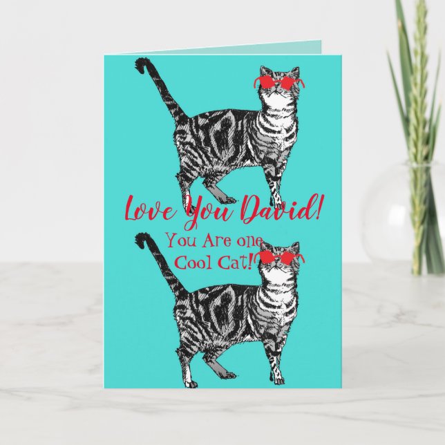 Kärlek Du Make Namn Coola Tabby katt Funny Card Kort (Framsida)