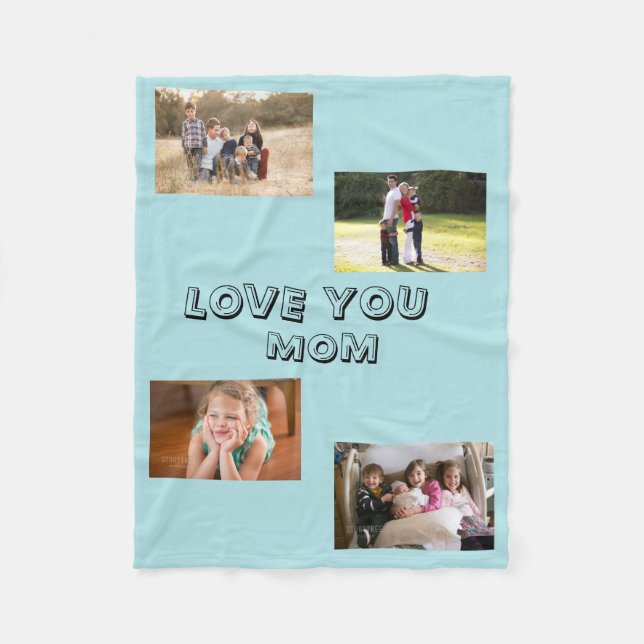 Kärlek Du Mamma 4 Fotos Dekorativ Sans Serif-tecke Fleecefilt (Framsidan)