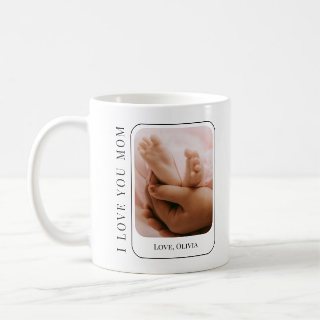 Kärlek Du Mamma Baby Foto Modern Enkel Mors Dag Kaffemugg (Vänster)
