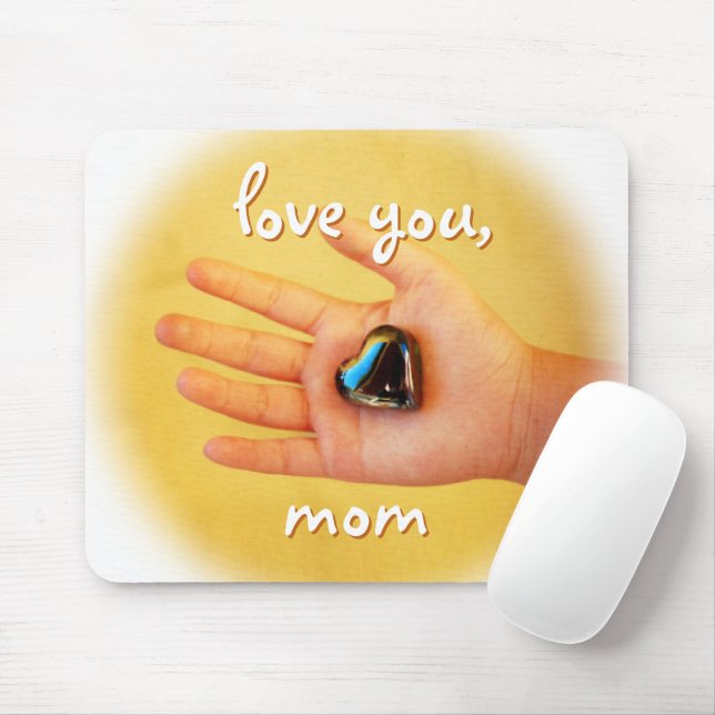 Kärlek Du Mamma Barn Hand Blue Heart Fotography Musmatta (Med mus)