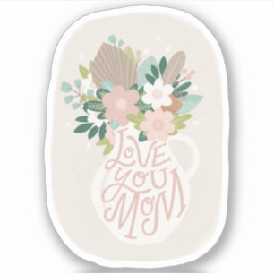Kärlek du mamma. Cute blommigt-bokstäver mors dag Klistermärken