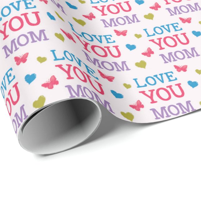 Kärlek Du Mamma Cute Ord Presentpapper (Rullad Hörn)