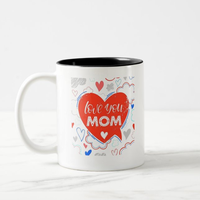 Kärlek Du Mamma-kaffe Tone Mugg (Vänster)