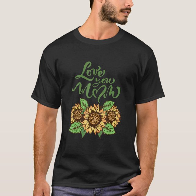 Kärlek du Mamma leopard solblommor för M T Shirt (Framsida)
