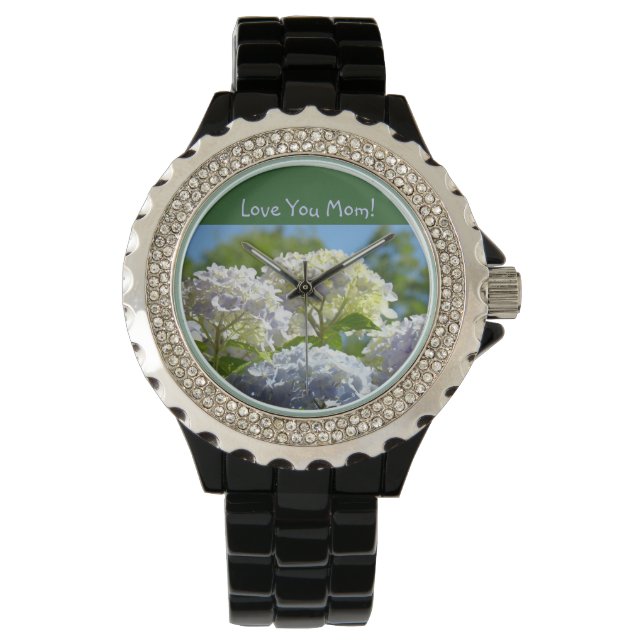 Kärlek Du Mamma Modeklockor Hortensia Blommor Armbandsur (Framsida)