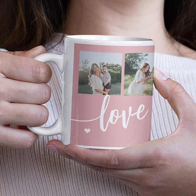 Kärlek du mamma Mors dag fotokollage Kaffemugg (Skapare uppladdad)