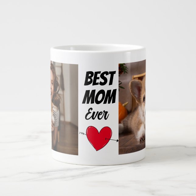 Kärlek Du Mamma..Personlig två hund foton och text Jumbo Mugg (Framsidan)