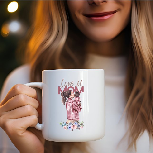 Kärlek du Mamma Rosa Gradient Coffee Mugg (Skapare uppladdad)