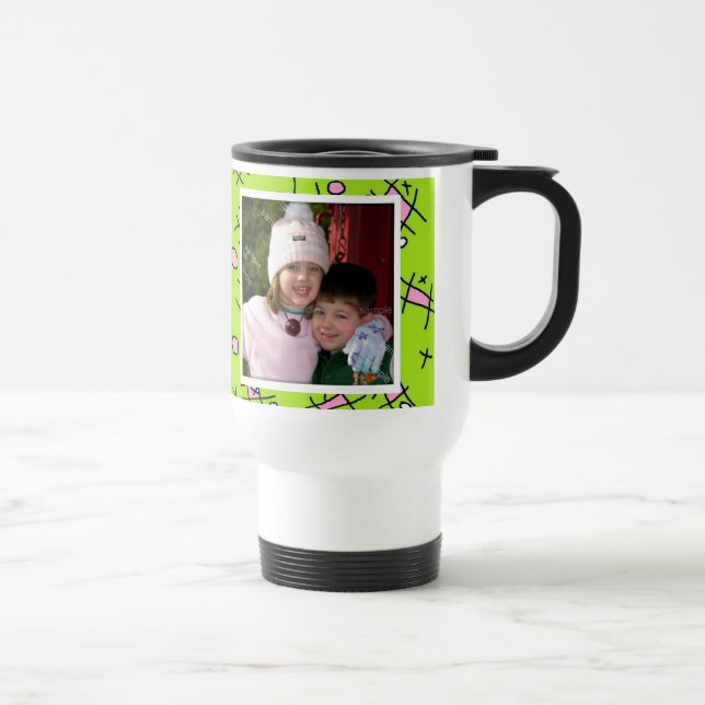 Kärlek Du Mamma, Rosa och Grönt Fotokaffe Mugg (Höger)