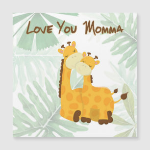 Kärlek Du mamma två Giraffes Mors dag Magnet