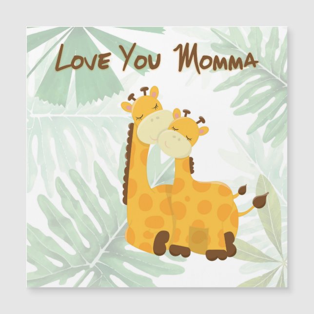 Kärlek Du mamma två Giraffes Mors dag Magnet (Framsida)