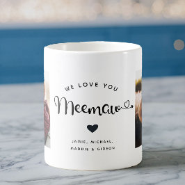 Kärlek du Meemaw Hearts Anpassningsbar Two Photo C Kaffemugg