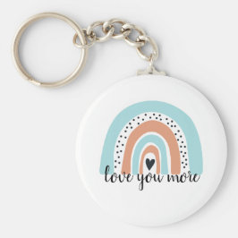 Kärlek du mer regnbåge, hjärtblått ljus nyckelring