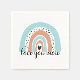 Kärlek du mer regnbåge, hjärtblått ljus pappersservett