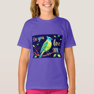 Kärlek du mig? Bird Sitta vid Träd Gren - Ki T Shirt