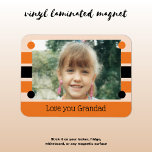 Kärlek du morfar-orange och svart foto magnet<br><div class="desc">Kärlek du morfar fotomagnet. Designad med rand och punkter i orange och svart. En söt liten gåva från ett barnbarn.</div>