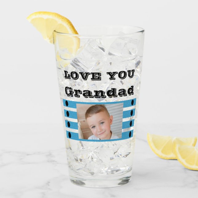 Kärlek du morfar två foton svart öl glaskopp (Framsida Ice)