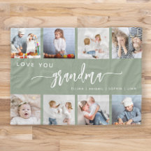 Kärlek Du Mormor 8 Foto Collage Sagegrön