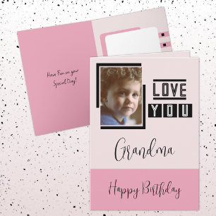 Kärlek du mormor lägg till bild rosa svarta födels kort