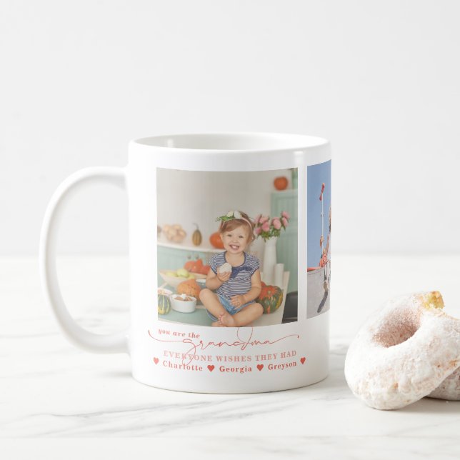 Kärlek Du Mormor | Tre Fotosammanställning Kaffemugg (Med munk)