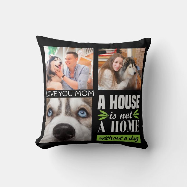 Kärlek du Morsa tre foton och citattecknet Cushion Kudde (Framsida)