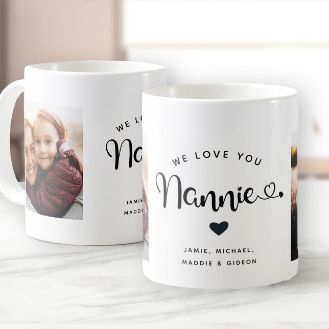 Kärlek du Nannie Hearts Anpassningsbar 2 fotokaffe Kaffemugg (Skapare uppladdad)