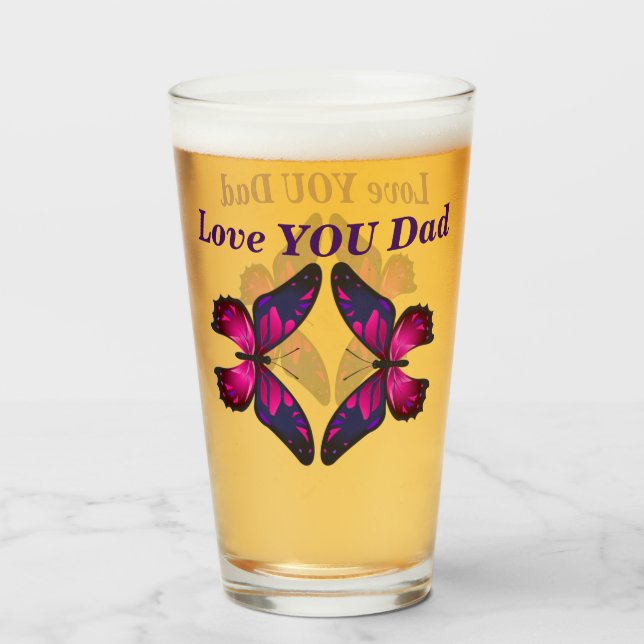 Kärlek Du Pappa Butterfly Beer Glass Fars dag Glaskopp (Framsida fylld)
