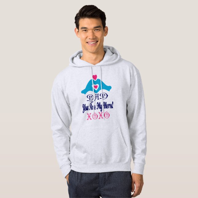 ❤ Kärlek Du Pappa, du är min Hero Classic Basic Hoodie (Hel framsida)