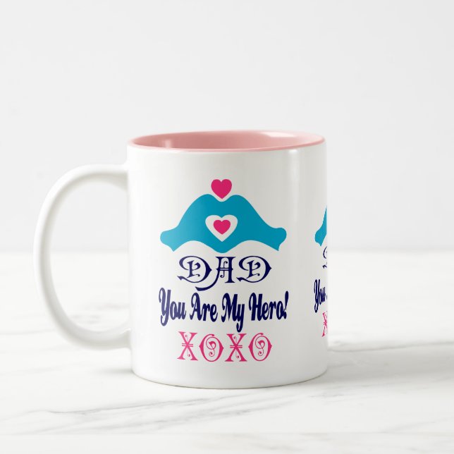 ❤ ☕ Kärlek Du Pappa, du är min Hero Fab tvåfärgad Två-Tonad Mugg (Vänster)