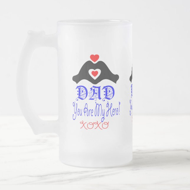 ❤ 🍺 Kärlek Du Pappa, du är min Hero Fabulous Frostat Ölglas (Vänster)