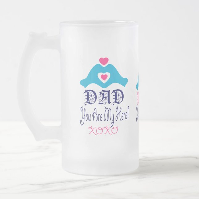 ❤ 🍺 Kärlek Du Pappa, du är min Hero Fabulous Frostat Ölglas (Vänster)