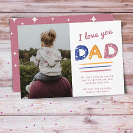 Kärlek du Pappa Rosa Typography Photo Julkort