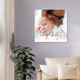 Kärlek Du pappa Script Heart Anpassningsbar Photo  Canvastryck