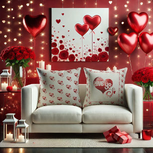 Kärlek du Red marble Heart Valentine Dekorativ kud Kudde