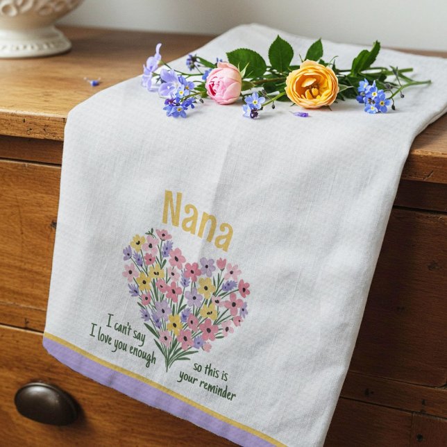 Kärlek Du Reminder Kitchen Towel - Blommigt (Lila) Kökshandduk (Skapare uppladdad)