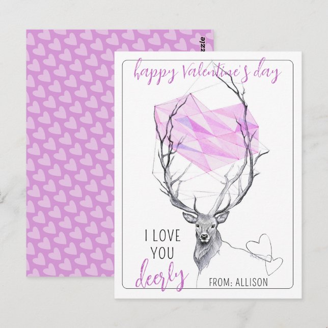 Kärlek du Rosa hjärtkärl Cute Valentines day Vykort (Fram/baksida)