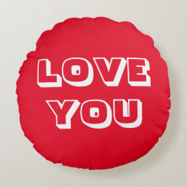 Kärlek Du rött vit modern, fetstil söt Rund Kudde