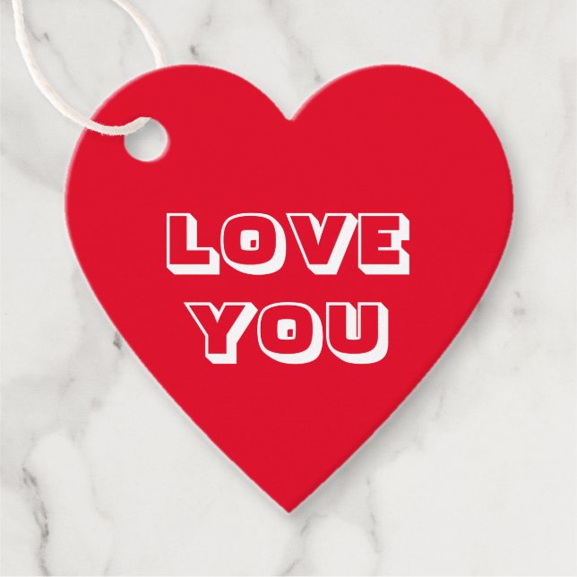 Kärlek Du rött vitt, modernt, fetstil Gåvor Etiketter (Framsida)