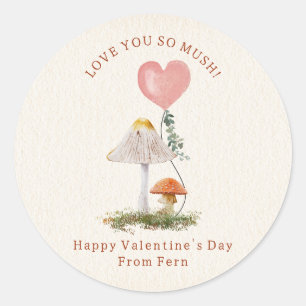 Kärlek du så Mush Mushroom Classroom Valentine Runt Klistermärke