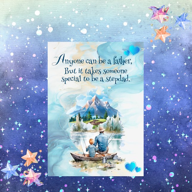 Kärlek Du Stepdad Blue Smoky Mountains Sjö Fiske Julkort (Love You Stepdad Blue Smoky Mountains Lake Fishing Holiday Card)