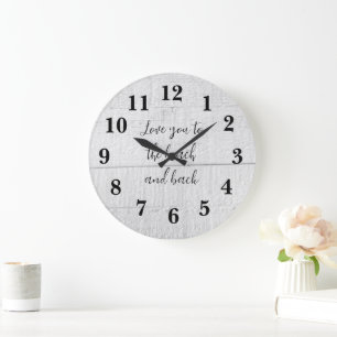 Kärlek Du till Beach och Back Rustic Large Clock Stor Klocka