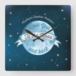 Kärlek Du till Måne Chalkboard Banner Baby Fyrkantig Klocka