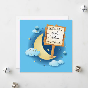 Kärlek Du till Måne och bak Julkort