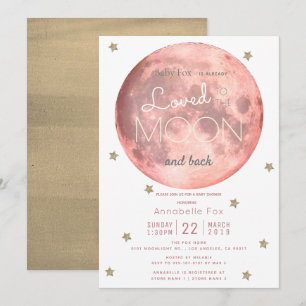 Kärlek Du till Måne Rosa Guld Baby Shower Inbjudningar