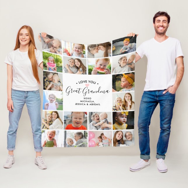 Kärlek Du Underbar mormor/Nana/annan 20-fotokollag Fleecefilt (På plats)