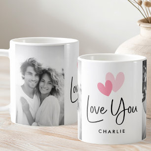 Kärlek du Valentines day söta hjärtan med namn-fot Kaffemugg