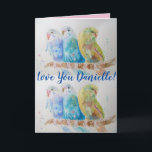 Kärlek du Wifes Namn Blue Budgies Watercolor Card Kort<br><div class="desc">Kärlek Du har Dam/Womans/Wifes Namn Blue Budgies Watercolor Card eller Tack you Card. Designad från en av mina ursprungliga trädgårdsfärger,  njut!</div>