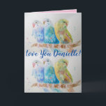 Kärlek du Wifes Namn Blue Budgies Watercolor Card Kort<br><div class="desc">Kärlek Du har Dam/Womans/Wifes Namn Blue Budgies Watercolor Card eller Tack you Card. Designad från en av mina ursprungliga trädgårdsfärger,  njut!</div>