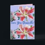 Kärlek: Du Wifes Namn Lilac Flowers Watercolor Car Kort<br><div class="desc">Kärlek: Dam/Womans/Wifes Namn Lilac Flowers Lilies Watercolor Card eller Tack you Card. Designad från en av mina ursprungliga trädgårdsfärger,  njut!</div>